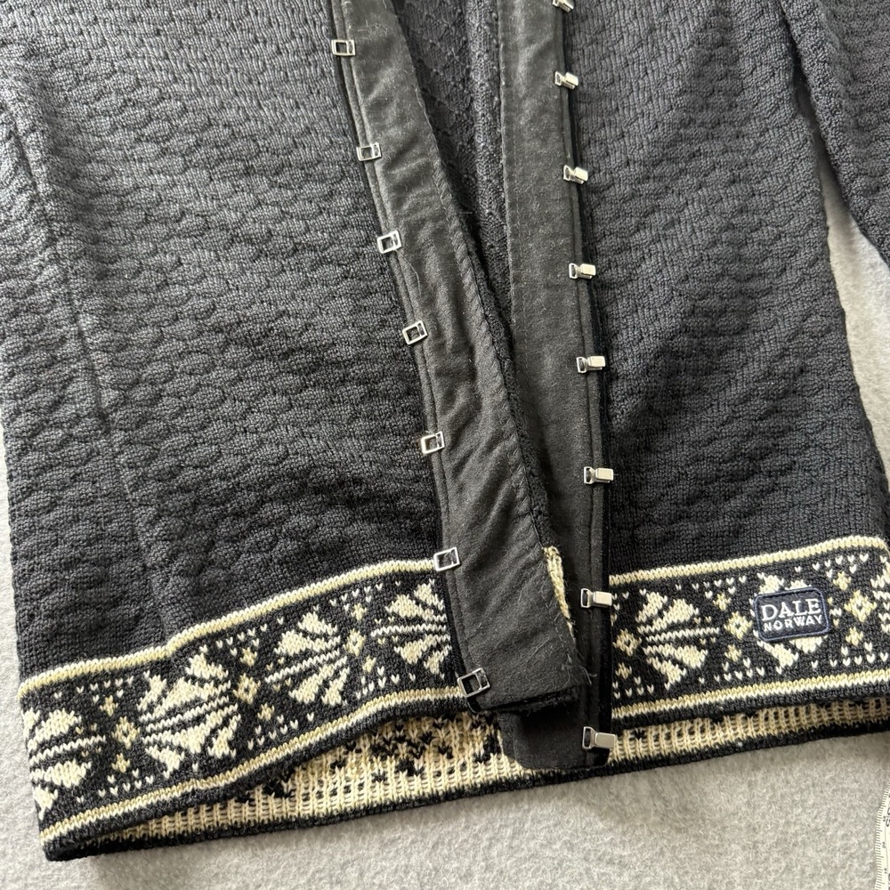Dale Of Norway Black White Norwegian Merino Wool Cardigan Sweater Womens Medium - Picture 10 of 14